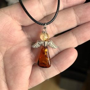 H�ndlavet One of a Kind Engelvedh�ng i �gte Baltisk Rav - 5