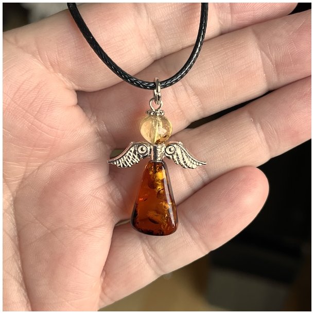 H�ndlavet One of a Kind Engelvedh�ng i �gte Baltisk Rav - 5