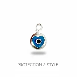 Hjerteformet Tyrkisk �je Vedh�ng i �gte S�lv � Beskyttelse &amp; Elegance