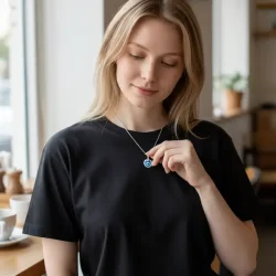 Hjerteformet Tyrkisk je Vedhng i gte Slv  Beskyttelse &amp; Elegance