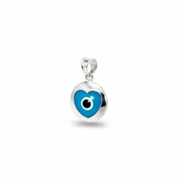 Hjerteformet Tyrkisk �je Vedh�ng i �gte S�lv � Beskyttelse &amp; Elegance