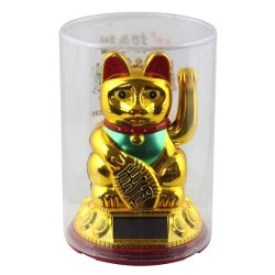 Guldfarvet Maneki Neko  symbolet p held, rigdom og god energi.