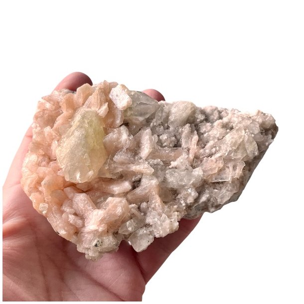 Smuk Zeolitklynge med Rosa og Grn Stilbit  11,5 x 8,5 x 4,2 cm, 315 g