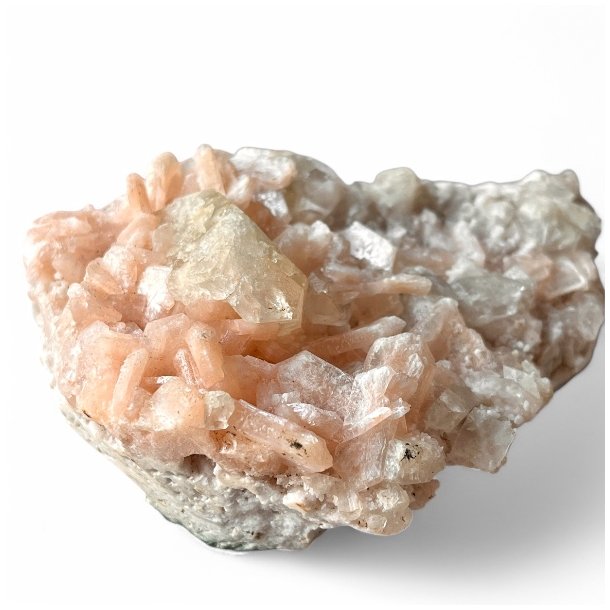 Smuk Zeolitklynge med Rosa og Grn Stilbit  11,5 x 8,5 x 4,2 cm, 315 g